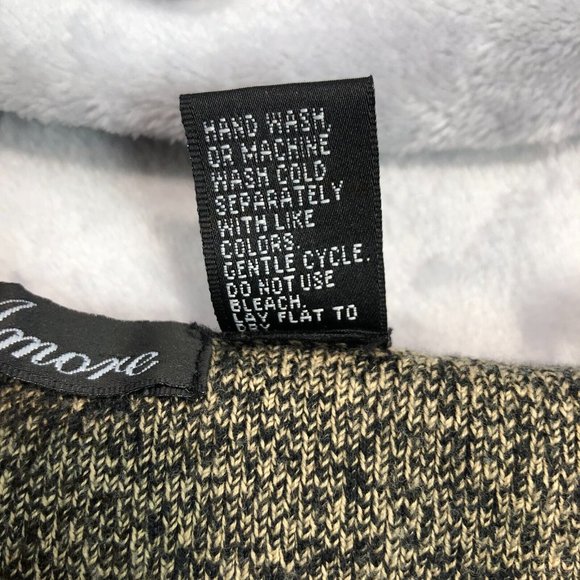 Amore Womens Sz M Cotton V-neck Khaki Green & Black 3/4 Sleeve Pullover Sweater - Picture 8 of 10